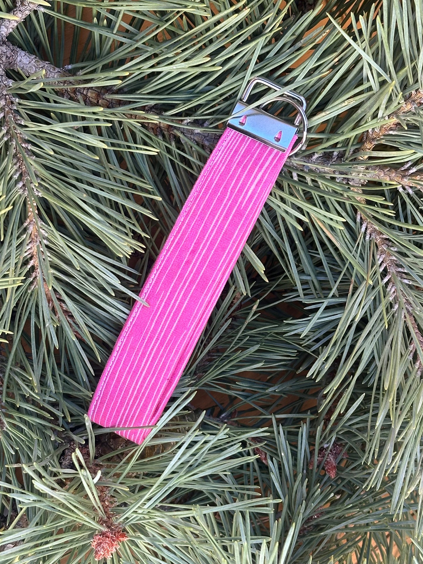 Pink Stripped Key Chain