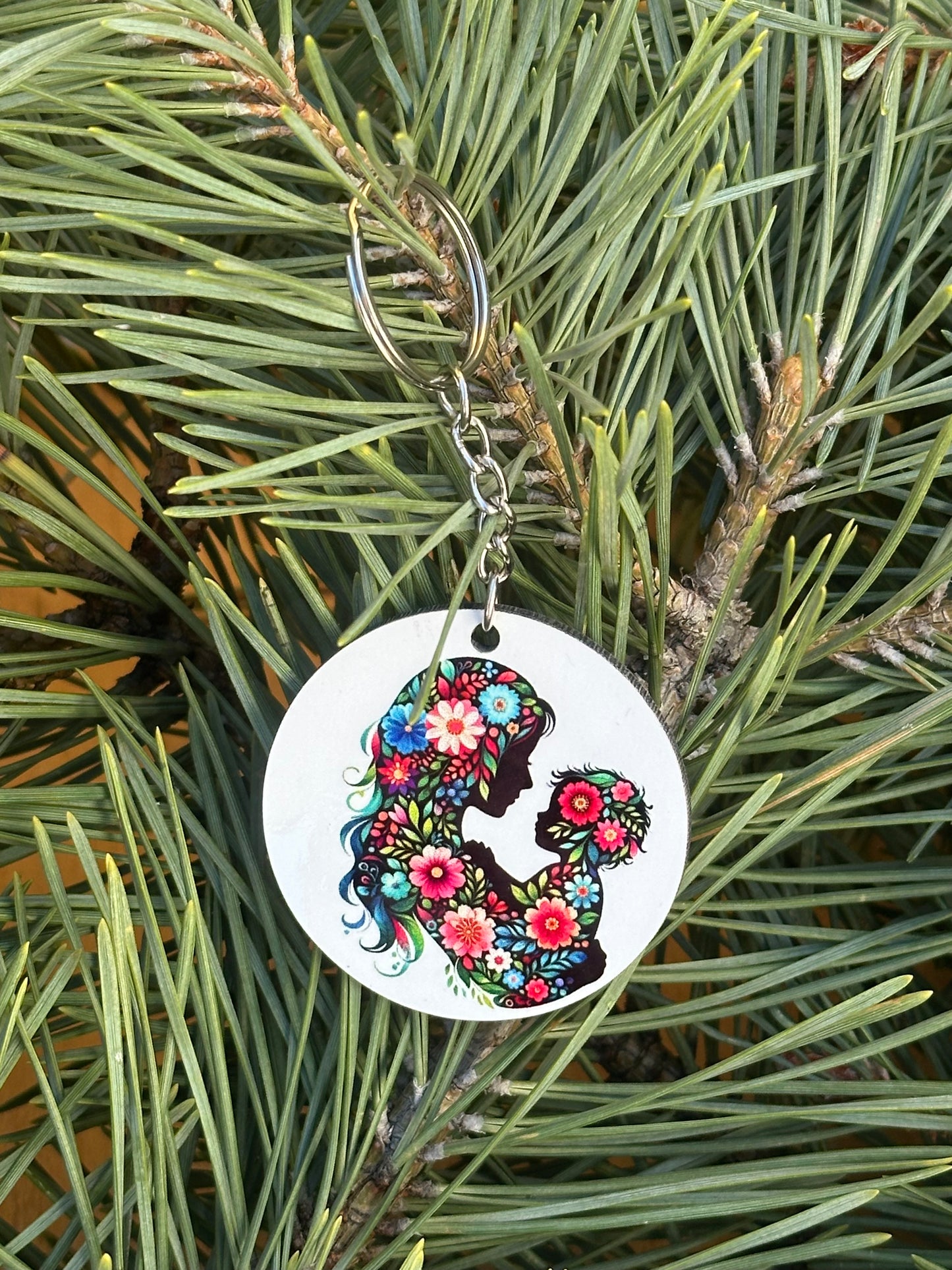 Floral Mom & Child Keychain