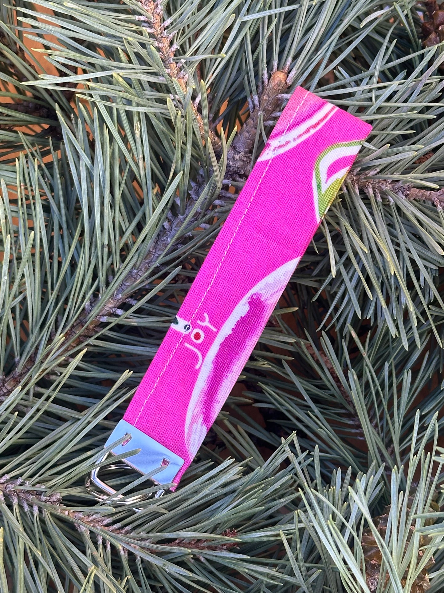 Joy Pink Fabric Keychain