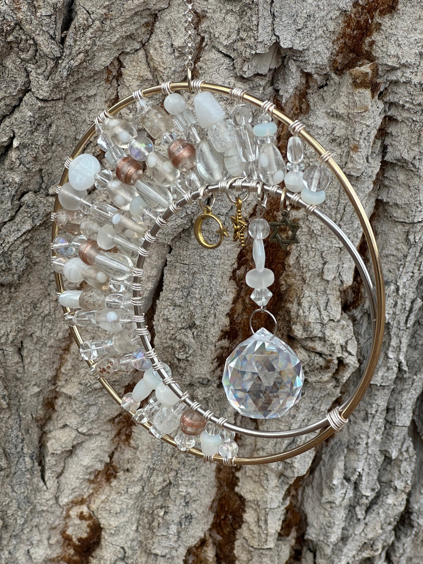 White Large Moon Crystal Suncatcher