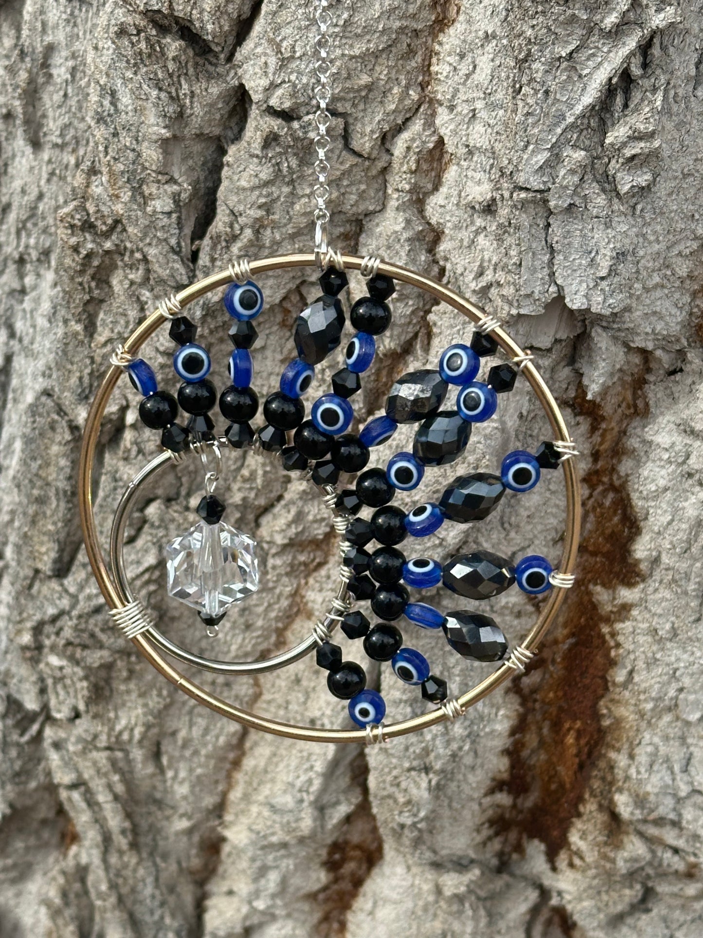 Black Onyx Wrapped Tree of Life Pendant
