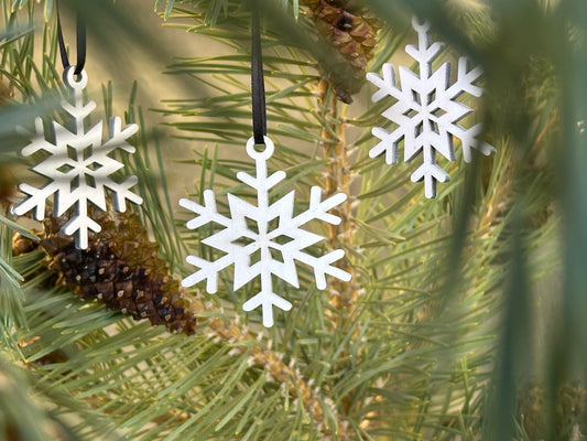 Wood Snow Flake Christmas Ornament