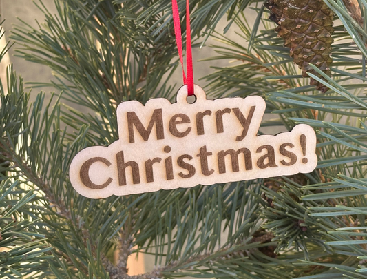 Merry Christmas Wood Cutout Christmas Ornament