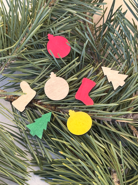 Mini Christmas Cheer Tokens Wood Cutouts