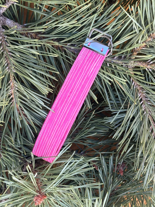 Pink Stripped Key Chain