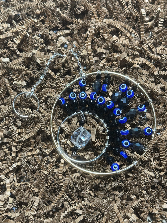 Evil Eye Small Moon Crystal Suncatcher