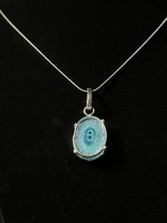 Silver/Blue Geo Gemstone Pendant Necklace