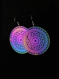 Electroplated Mandala Circle Earrings