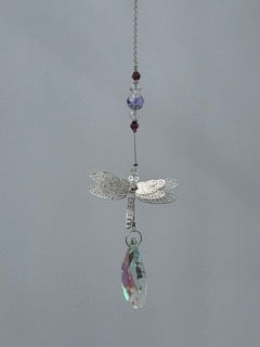 Dragonfly Gemstone Hanging Crystal