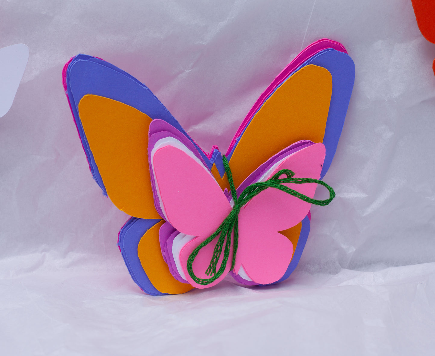 Paper Butterfly Wall Decor Speckled Purple, Orange, Pink, White