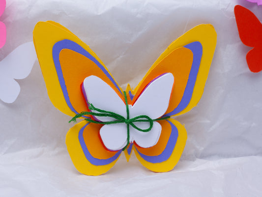 Paper Butterfly Wall Decor Speckled Yellow, Blue, White & Orange