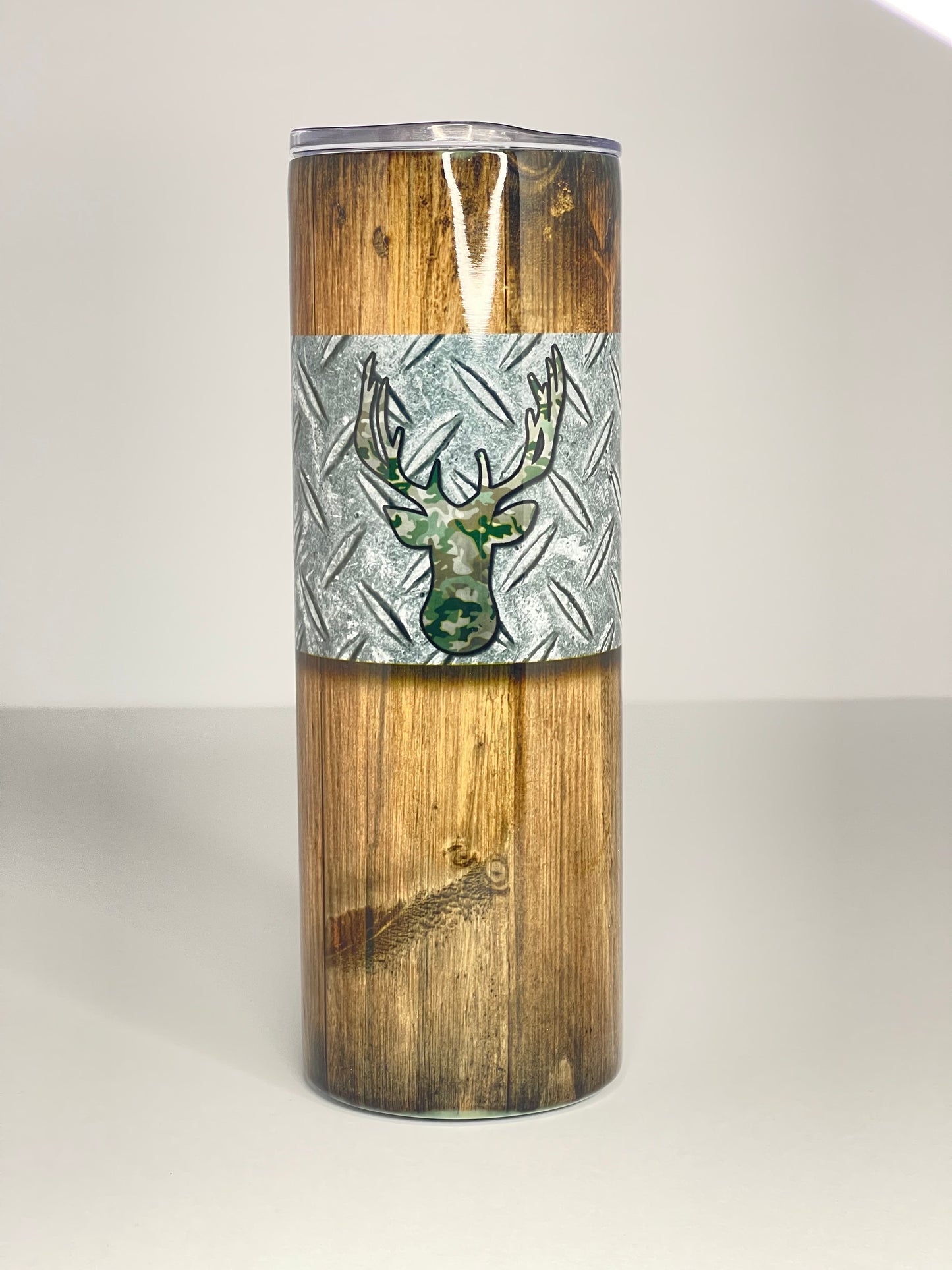 Wood/Chrome Buckhead Sublimated 20oz Tumbler w/straw