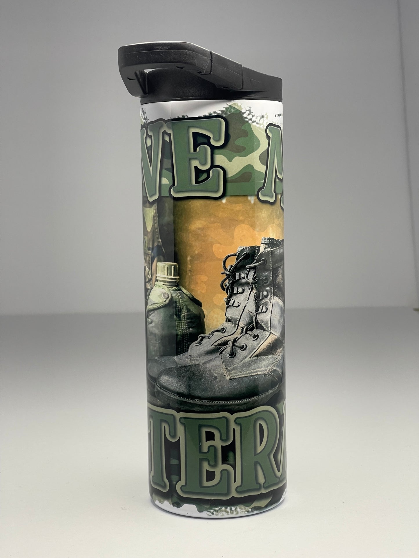 Love My Veteran/Army 20oz Sublimated Skinny Tumber w/straw