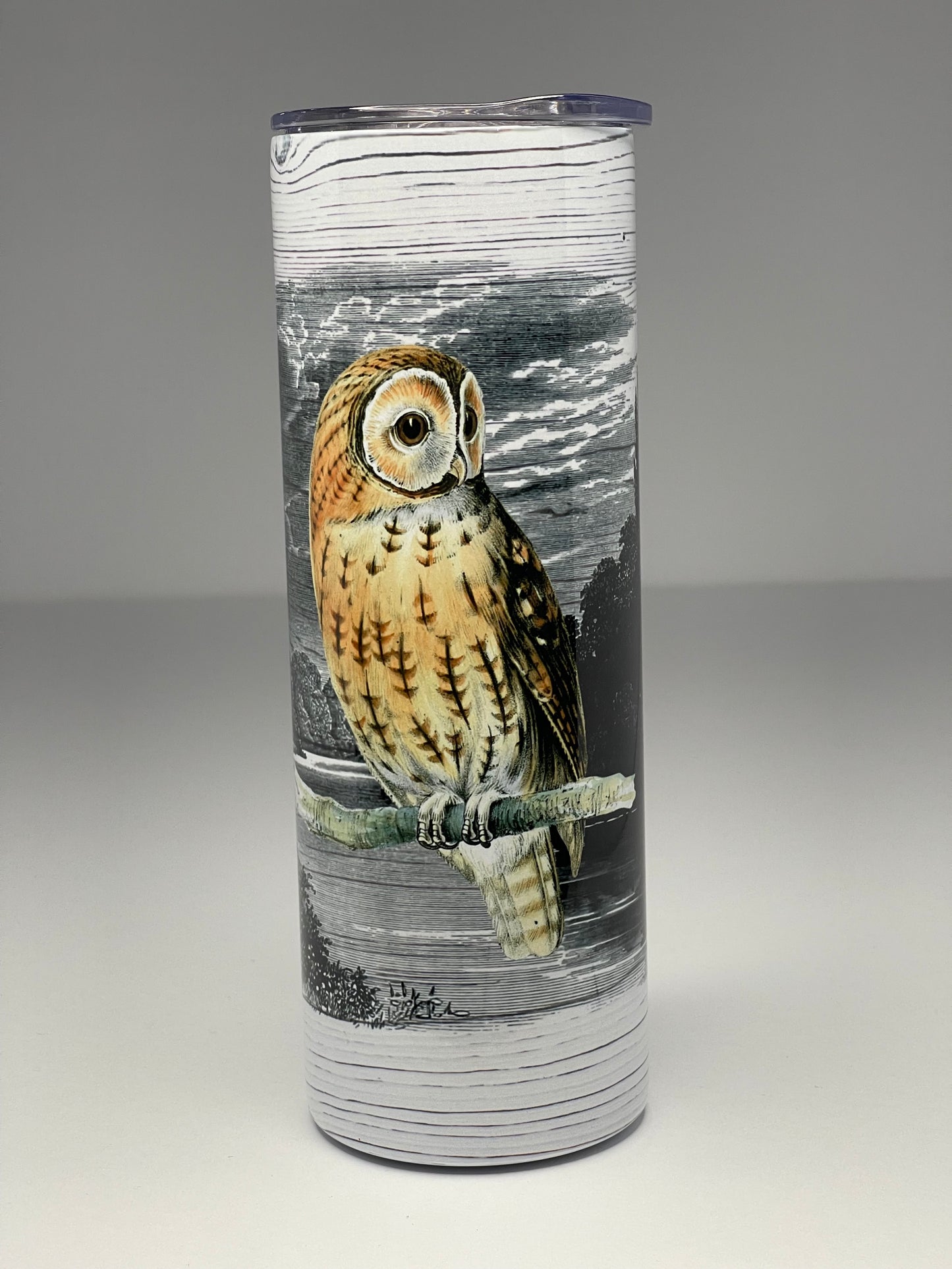 WoodGrain Owl Sublimated 20oz Tumbler w/Straw