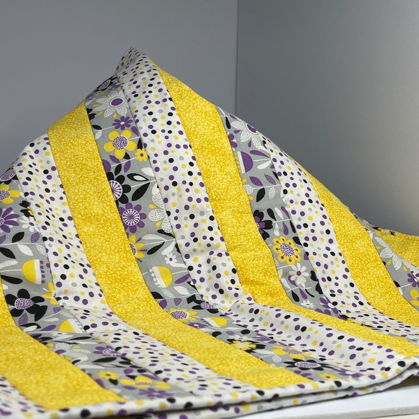 Purple/Grey/Yellow Pieced Tablerunner