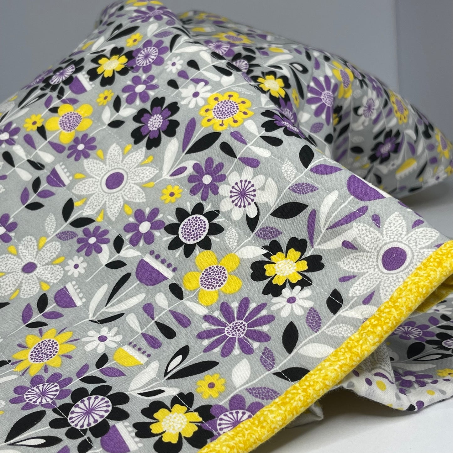 Purple/Grey/Yellow Pieced Tablerunner