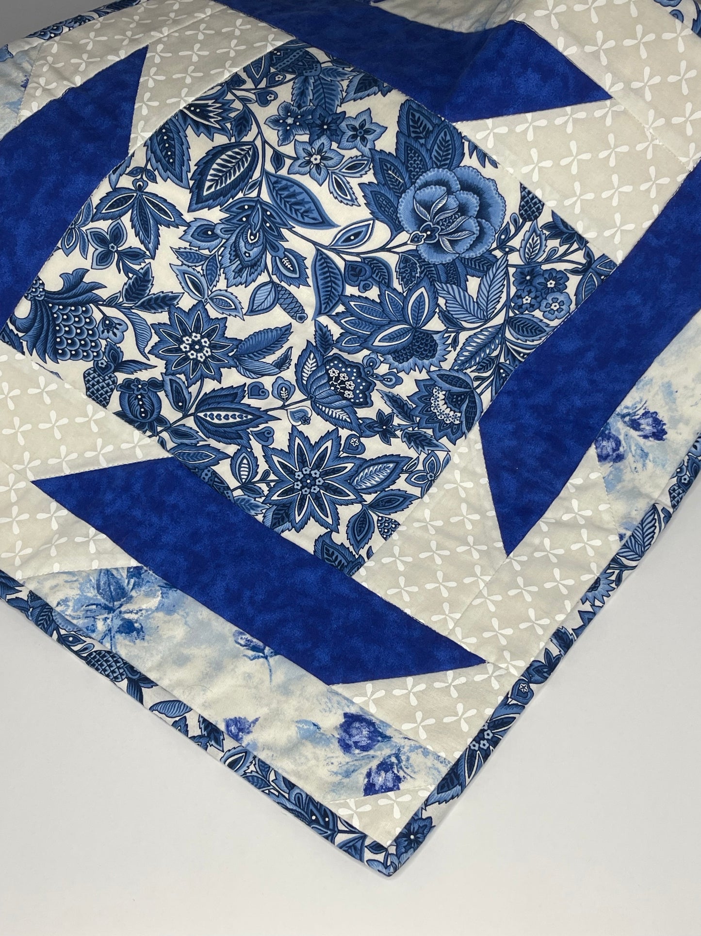 Small Square Table Topper - Blue Floral